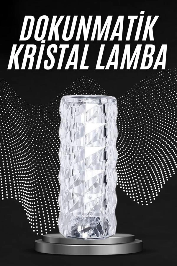 Kristal Lamba Masa Lambası Şarjlı Masa Lambası Dokunmatik Sensör Usb Şarjlı ( Lisinya )