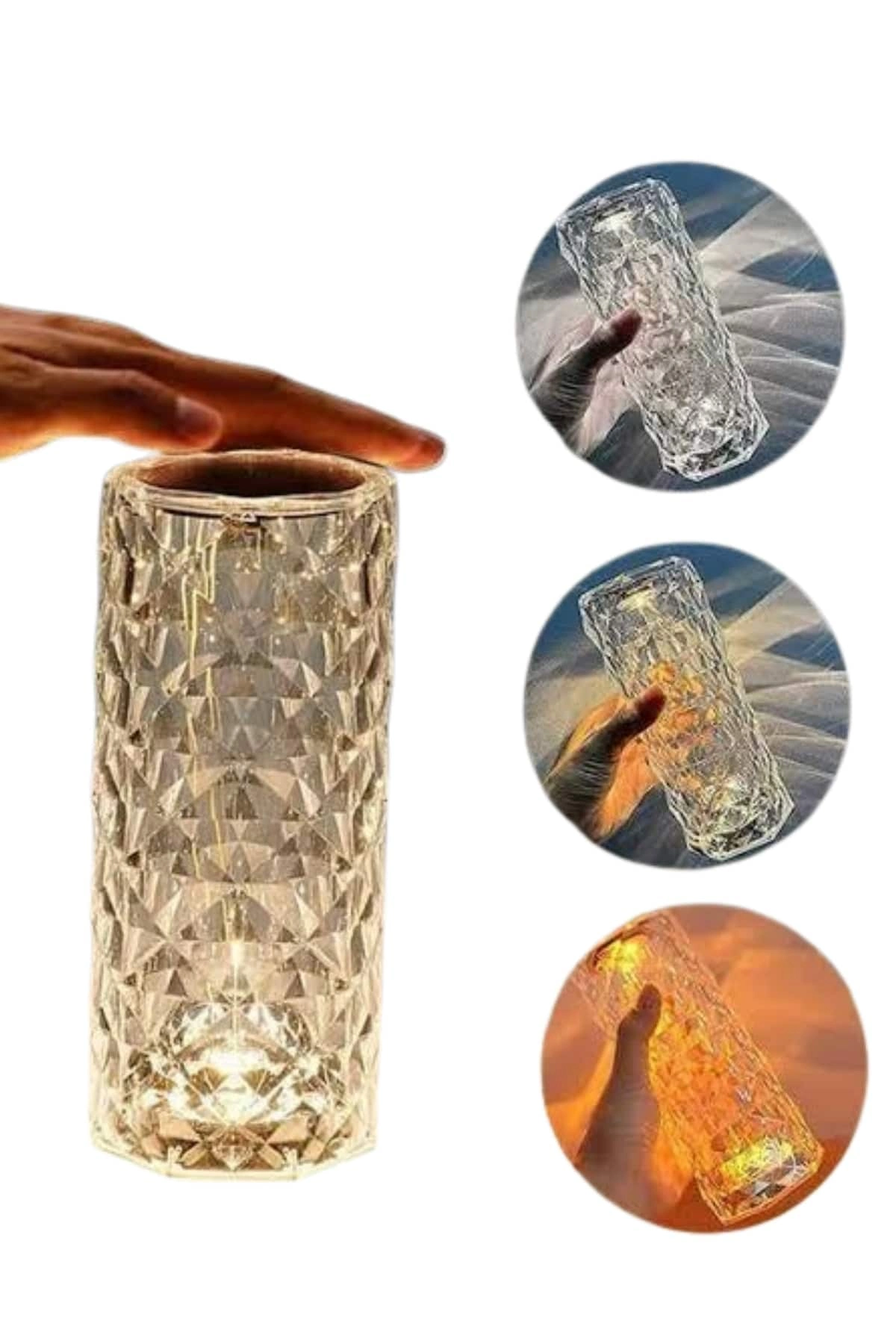 Kristal Lamba Masa Lambası Şarjlı Masa Lambası Dokunmatik Sensör Usb Şarjlı ( Lisinya )