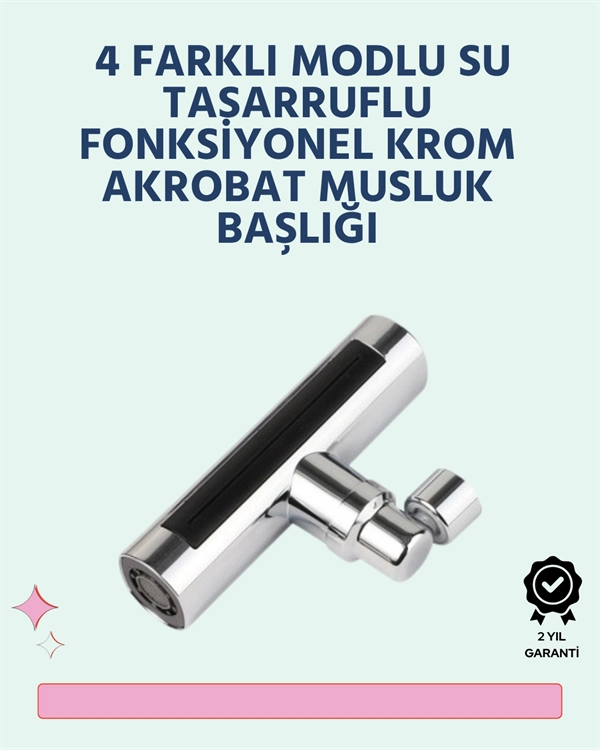 Krom Kaplamalı Çok Fonksiyonlu Musluk Başlığı | Paslanmaz Malzeme ( Lisinya ) Krom Kaplamalı Çok Fonksiyonlu Musluk Başlığı | Paslanmaz Malzeme ( Lisinya )