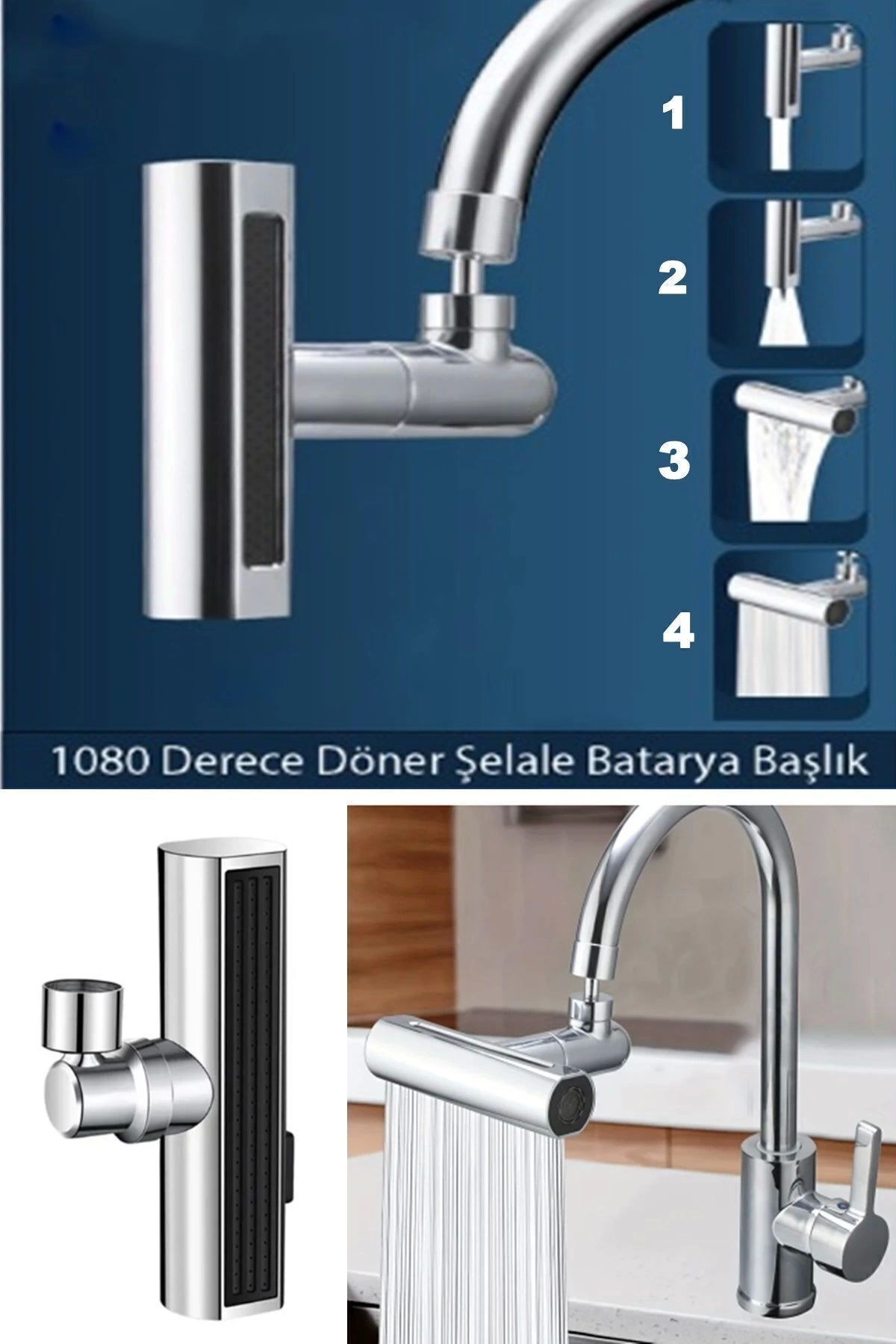 Krom Tasarruflu Şelale Musluk Başlığı 4 Modlu, Ayarlanabilir, Su Tasarrufu Sağlayan Pratik Başlık ( Lisinya ) Krom Tasarruflu Şelale Musluk Başlığı 4 Modlu, Ayarlanabilir, Su Tasarrufu Sağlayan Pratik Başlık ( Lisinya )