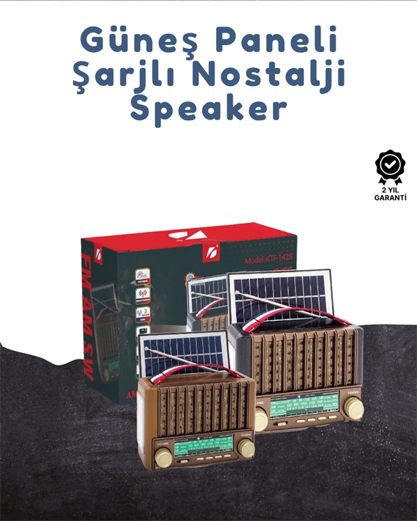 Ktf-1428 Taşınabilir Güneş Enerjili Bluetooth Radyo Hoparlör – Şarjlı, Radyo, Mp3, Aux Girişli ( Lisinya )