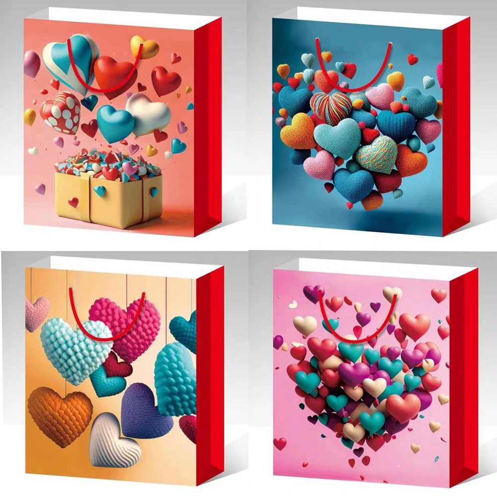 Küçük Boy Kalp Desenli Karton Çanta ( Lisinya )