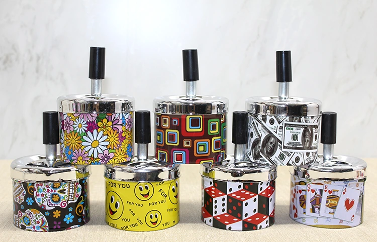 Küçük Boy Metal Renkli Basmalı Küllük Yuvarlak ( Lisinya )