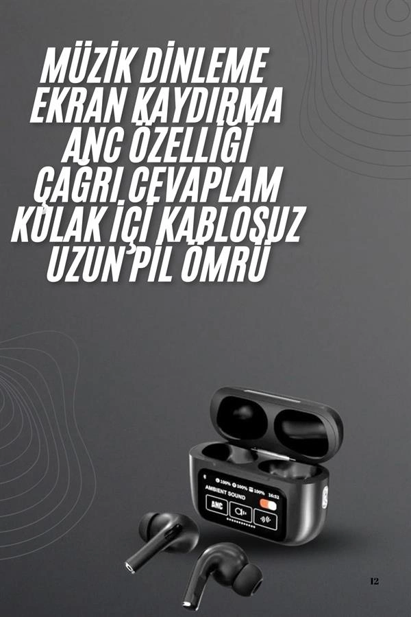 Kulak İçi Bluetooth Kulaklık Ekranlı Müzik Dinleme Çağrı Cevaplama Siyah ( Lisinya )