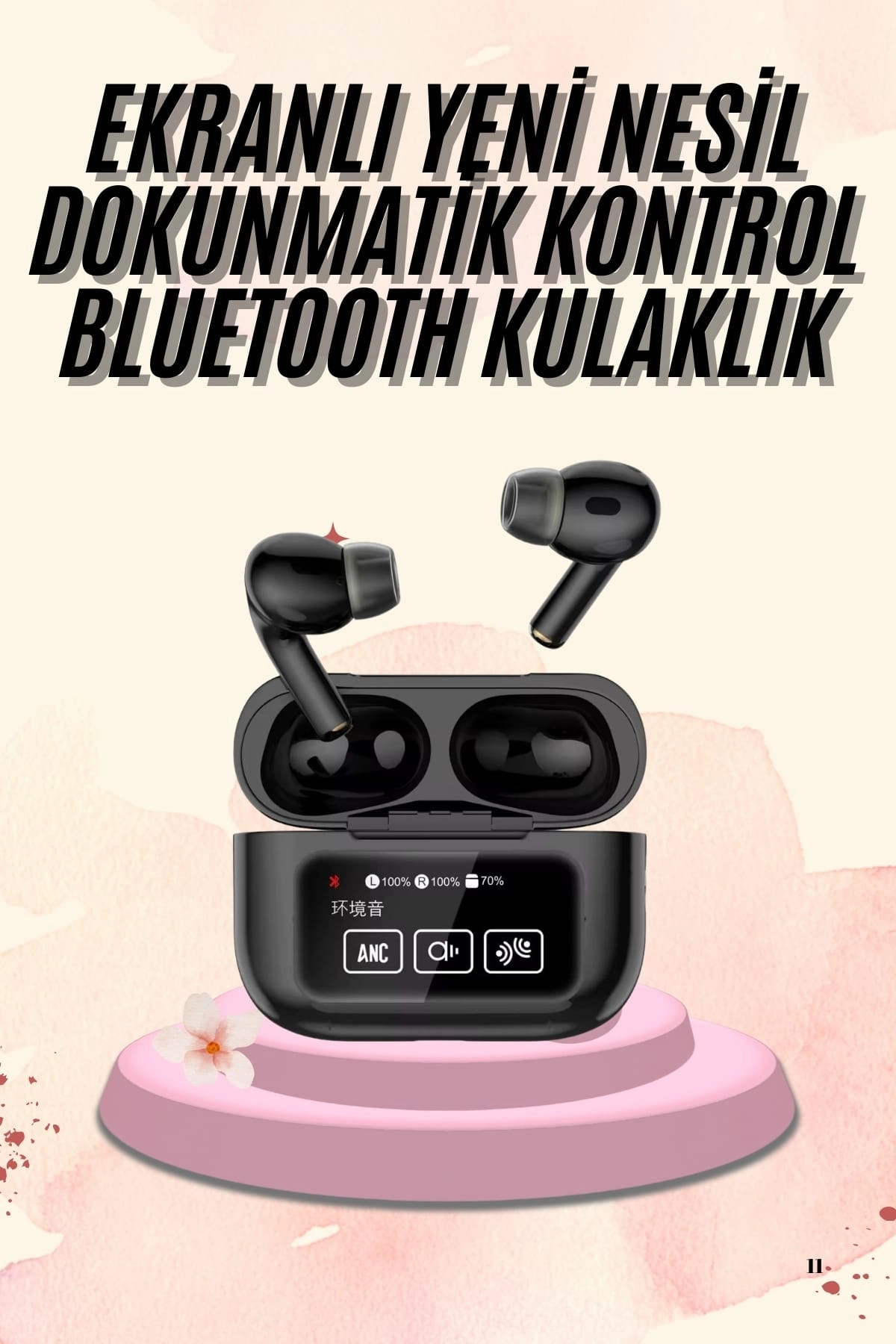 Kulak İçi Bluetooth Kulaklık Ekranlı Müzik Dinleme Çağrı Cevaplama Siyah ( Lisinya )