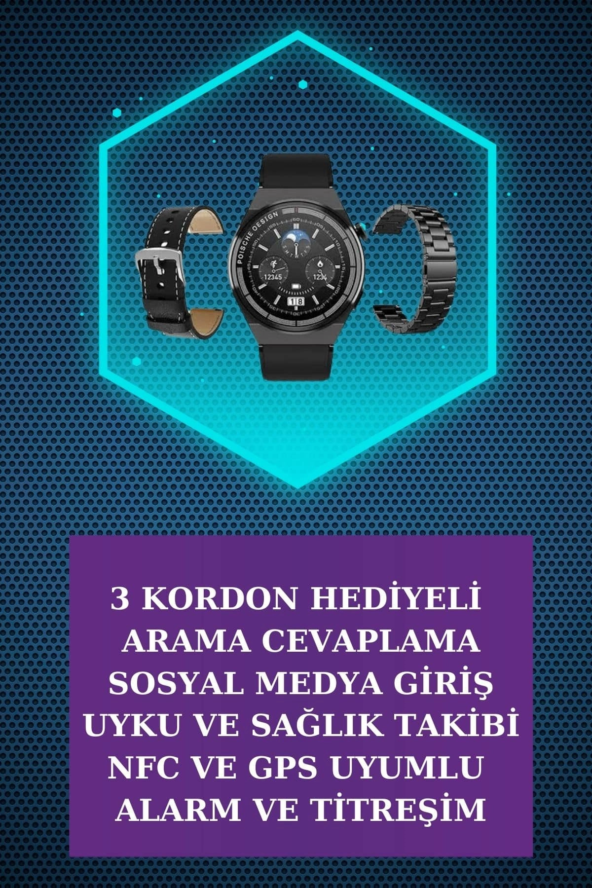 Kulak İçi Kablosuz Bluetooth Kulaklık Ve Nfc Ve Gps Özellikli Akıllı Saat Alarm Ve Titreşim ( Lisinya )