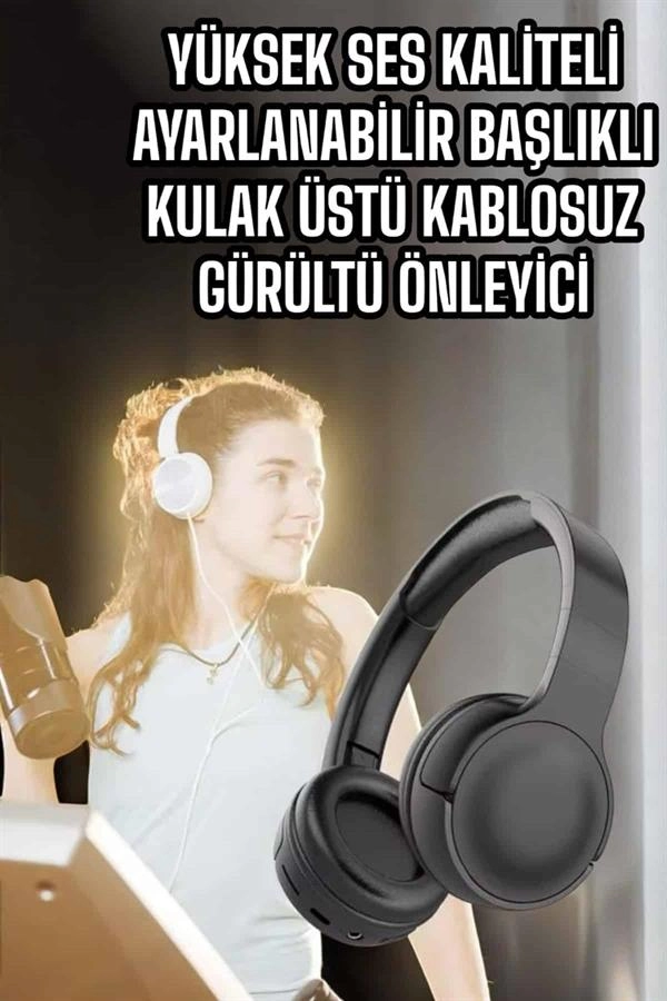 Kulak Üstü Kablosuz Bluetooth Kulaklık Gürültü Önleyici Uzun Şarj Süreli ( Lisinya )