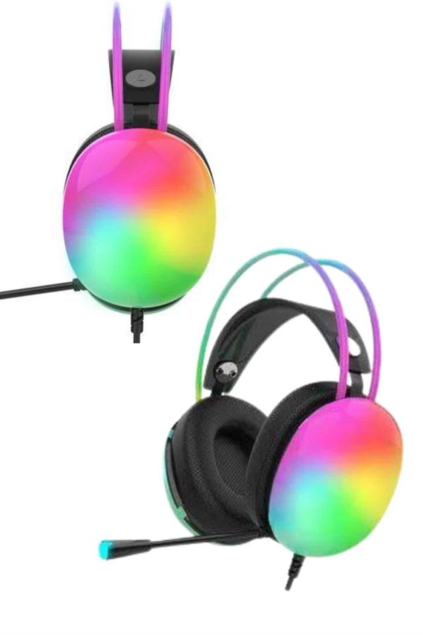 Kulak Üstü Kablosuz Bluetooth Kulaklık Unısex Renkli Işıklı Kulaklık ( Lisinya )