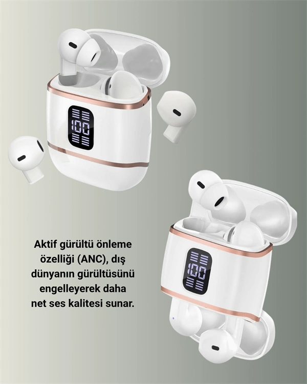 Kulakiçi Bluetooth Kulaklık V5.3 – 4’lü Set, Dijital Ekranlı, Gürültü Engelleme ( Lisinya ) Kulakiçi Bluetooth Kulaklık V5.3 – 4’lü Set, Dijital Ekranlı, Gürültü Engelleme ( Lisinya )