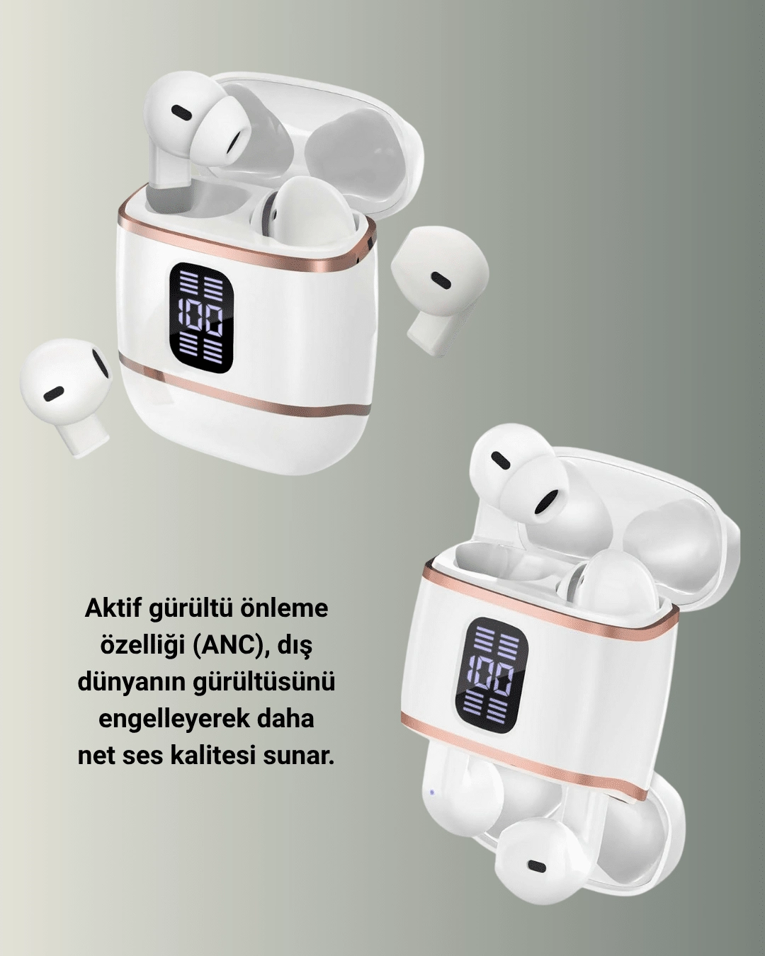 Kulakiçi Bluetooth Kulaklık V5.3 – 4’lü Set, Dijital Ekranlı, Gürültü Engelleme ( Lisinya ) Kulakiçi Bluetooth Kulaklık V5.3 – 4’lü Set, Dijital Ekranlı, Gürültü Engelleme ( Lisinya )