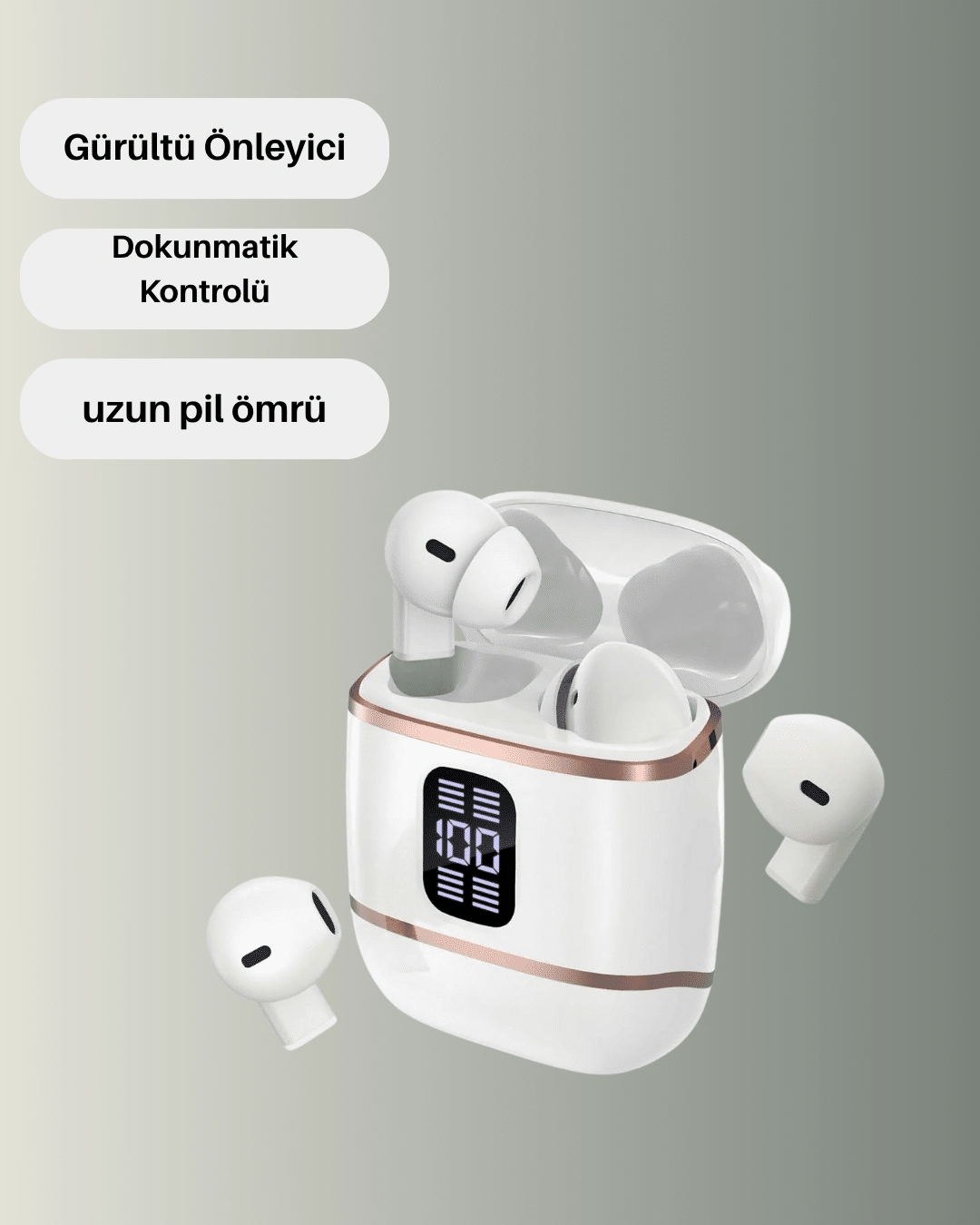 Kulakiçi Bluetooth Kulaklık V5.3 – 4’lü Set, Dijital Ekranlı, Gürültü Engelleme ( Lisinya ) Kulakiçi Bluetooth Kulaklık V5.3 – 4’lü Set, Dijital Ekranlı, Gürültü Engelleme ( Lisinya )