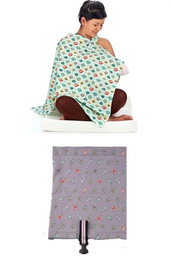 Kullanışlı Bebek Emzirme Önlüğü Kuş Desenli ( Lisinya )