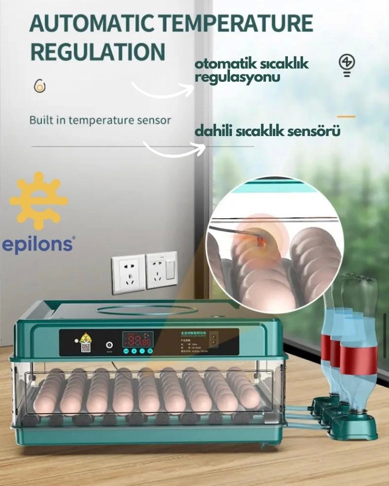 Kuluçka Makinesi 130 Tavuk Yumurtalı Extra Yedek Motorlu İncubator ( Lisinya )