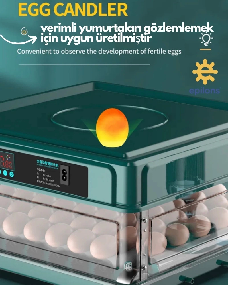 Kuluçka Makinesi Kablosuz Kamera Hediyeli 130 Lu Tam Otomatik Yedek Motorlu ( Lisinya ) Kuluçka Makinesi Kablosuz Kamera Hediyeli 130 Lu Tam Otomatik Yedek Motorlu ( Lisinya )