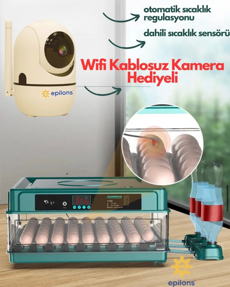 Kuluçka Makinesi Kablosuz Kamera Hediyeli 130 Lu Tam Otomatik Yedek Motorlu ( Lisinya ) Kuluçka Makinesi Kablosuz Kamera Hediyeli 130 Lu Tam Otomatik Yedek Motorlu ( Lisinya )