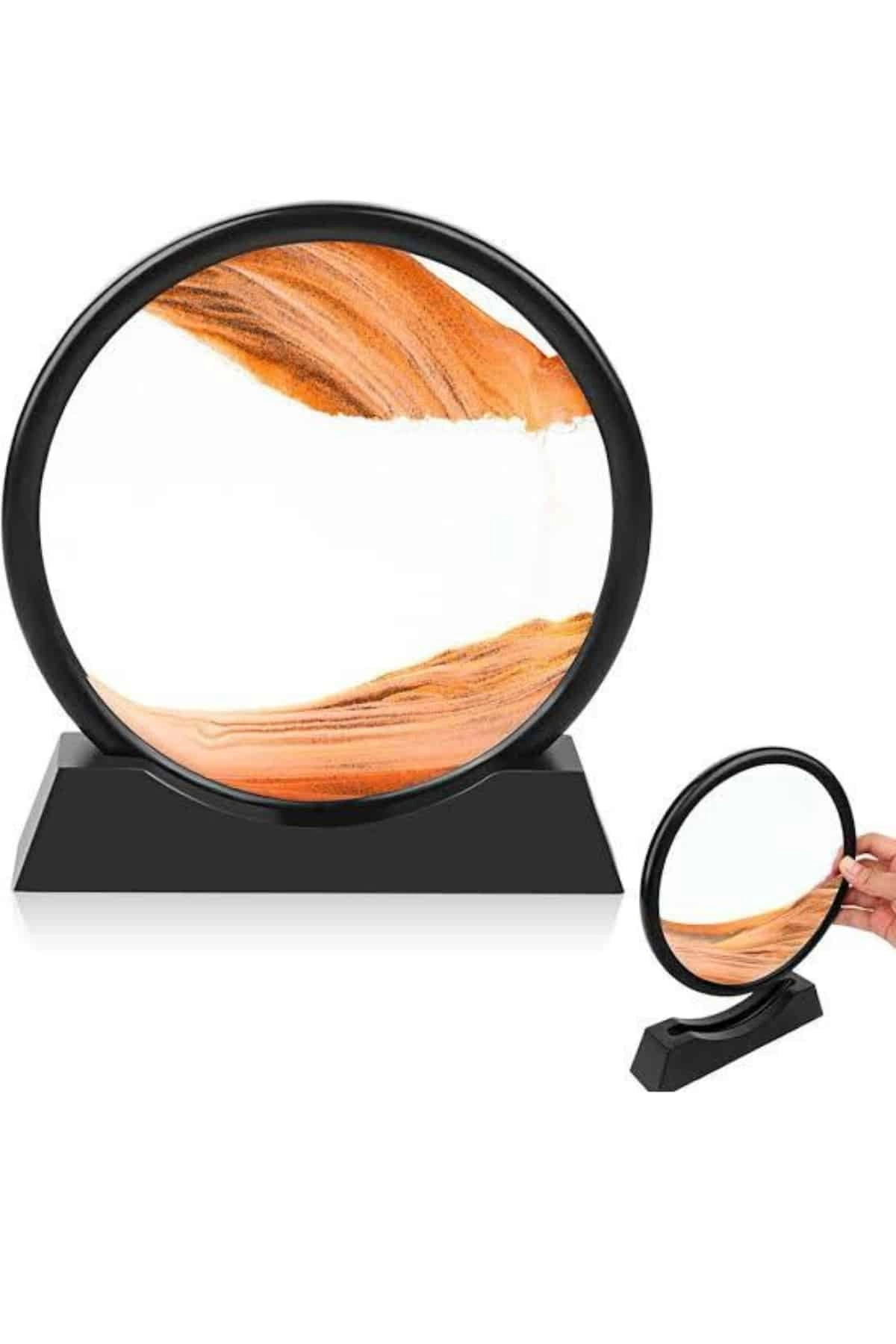 Kum Saati Yuvarlak Şık Kum Tablosu Dekoratif Kum Sulu Kum Saati ( Lisinya )