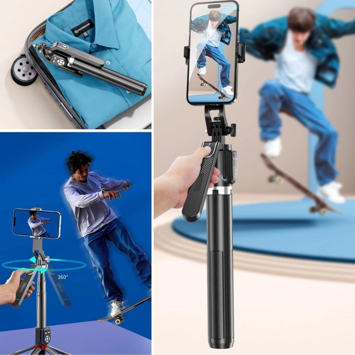 Kumandalı 360 Derece Dönebilen Cep Telefonu Ve Kamera Tripodu 2.2m Uzayabilen Selfie Çubuğu ( Lisinya ) Kumandalı 360 Derece Dönebilen Cep Telefonu Ve Kamera Tripodu 2.2m Uzayabilen Selfie Çubuğu ( Lisinya )