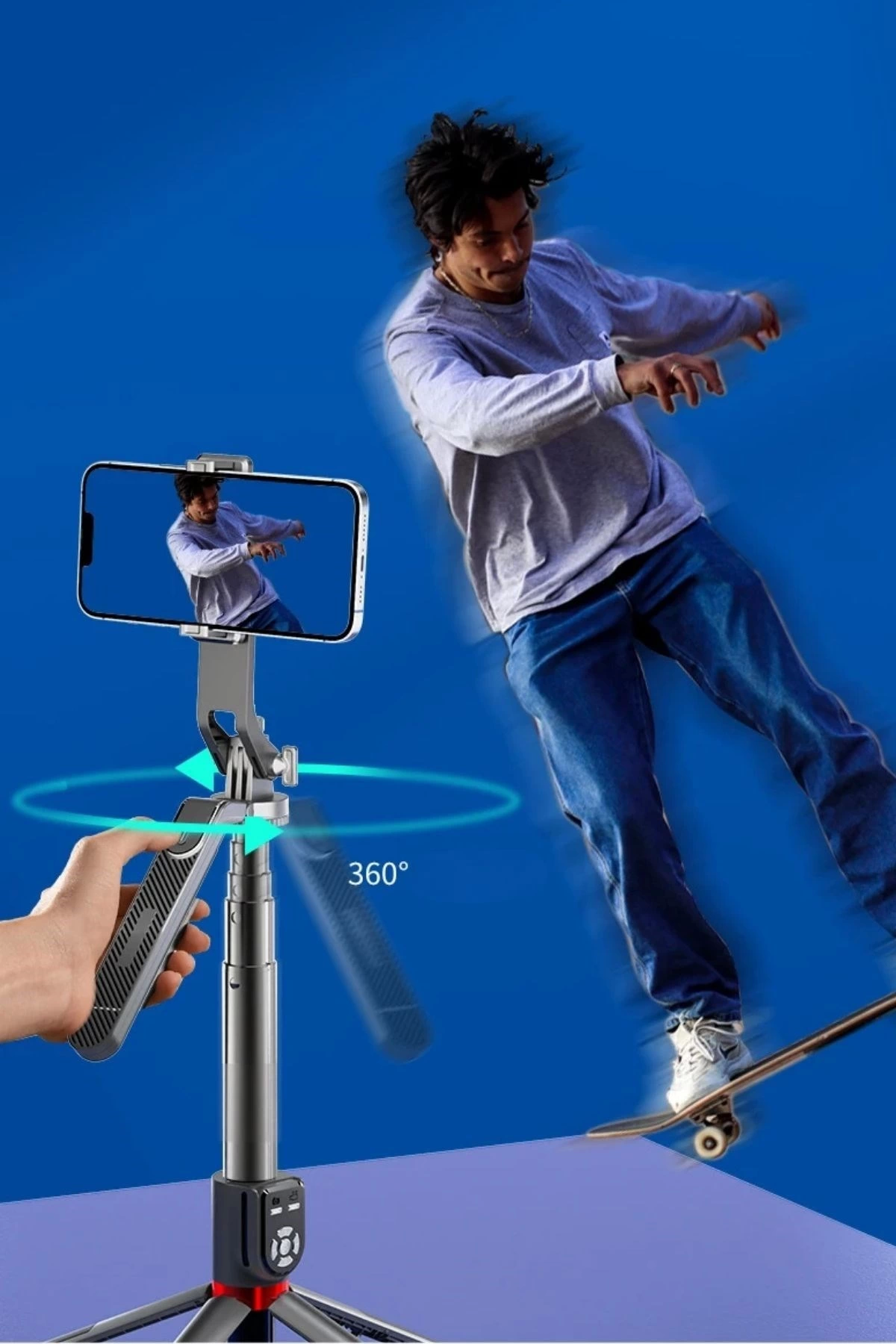 Kumandalı 360 Derece Dönebilen Cep Telefonu Ve Kamera Tripodu 2.2m Uzayabilen Selfie Çubuğu ( Lisinya ) Kumandalı 360 Derece Dönebilen Cep Telefonu Ve Kamera Tripodu 2.2m Uzayabilen Selfie Çubuğu ( Lisinya )