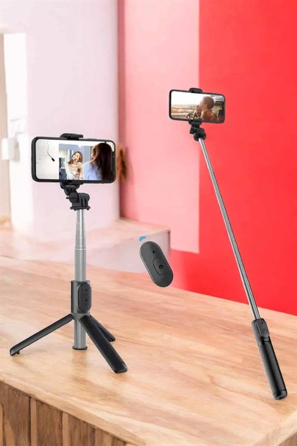 Kumandalı Tripod Telefon Tutucu Selfie Çubuğu 360 Derece Dönebilen ( Lisinya )