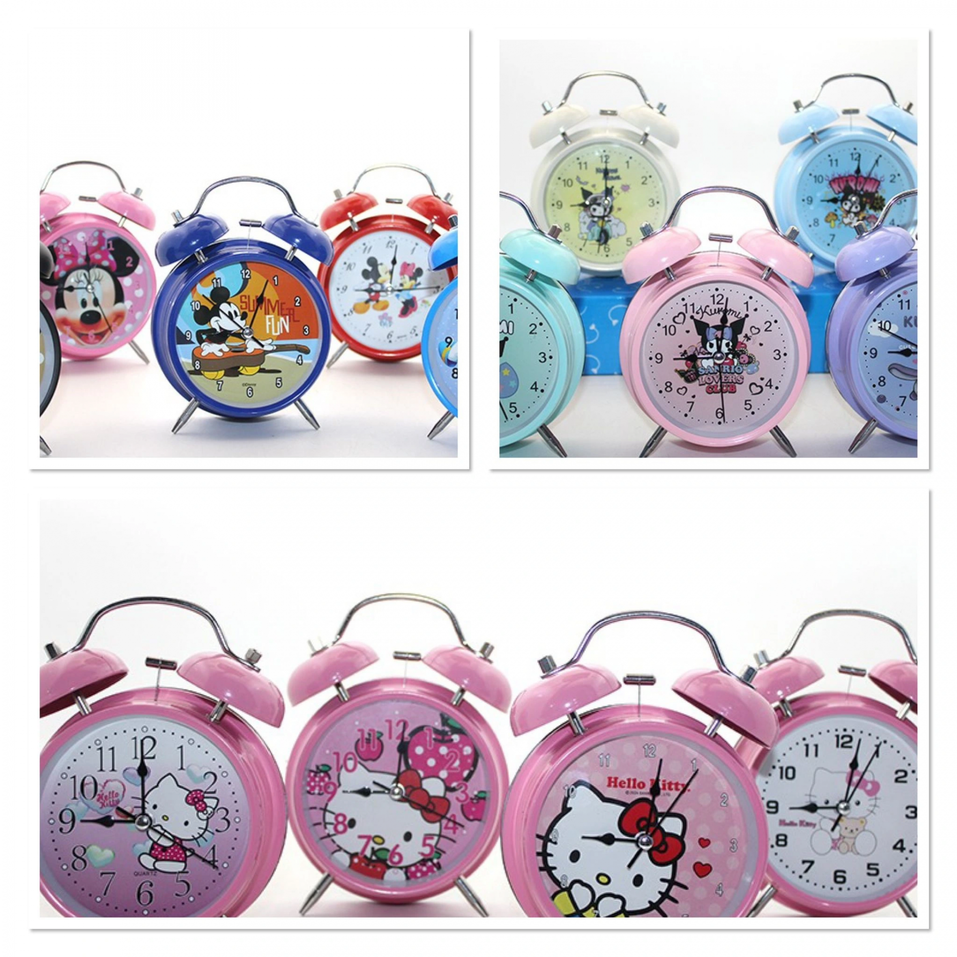 Kuromi, Hello Kitty, Mickey Mouse Masa Üstü Çalar Saat ( Lisinya ) Kuromi, Hello Kitty, Mickey Mouse Masa Üstü Çalar Saat ( Lisinya )