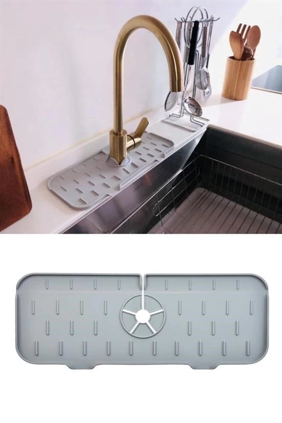 Lavabo İçin Silikon Esnek Mat Musluk Sapı Damlama Tutucu Raf Mutfak Tezgahı Sıçrama Koruma ( Lisinya ) Lavabo İçin Silikon Esnek Mat Musluk Sapı Damlama Tutucu Raf Mutfak Tezgahı Sıçrama Koruma ( Lisinya )
