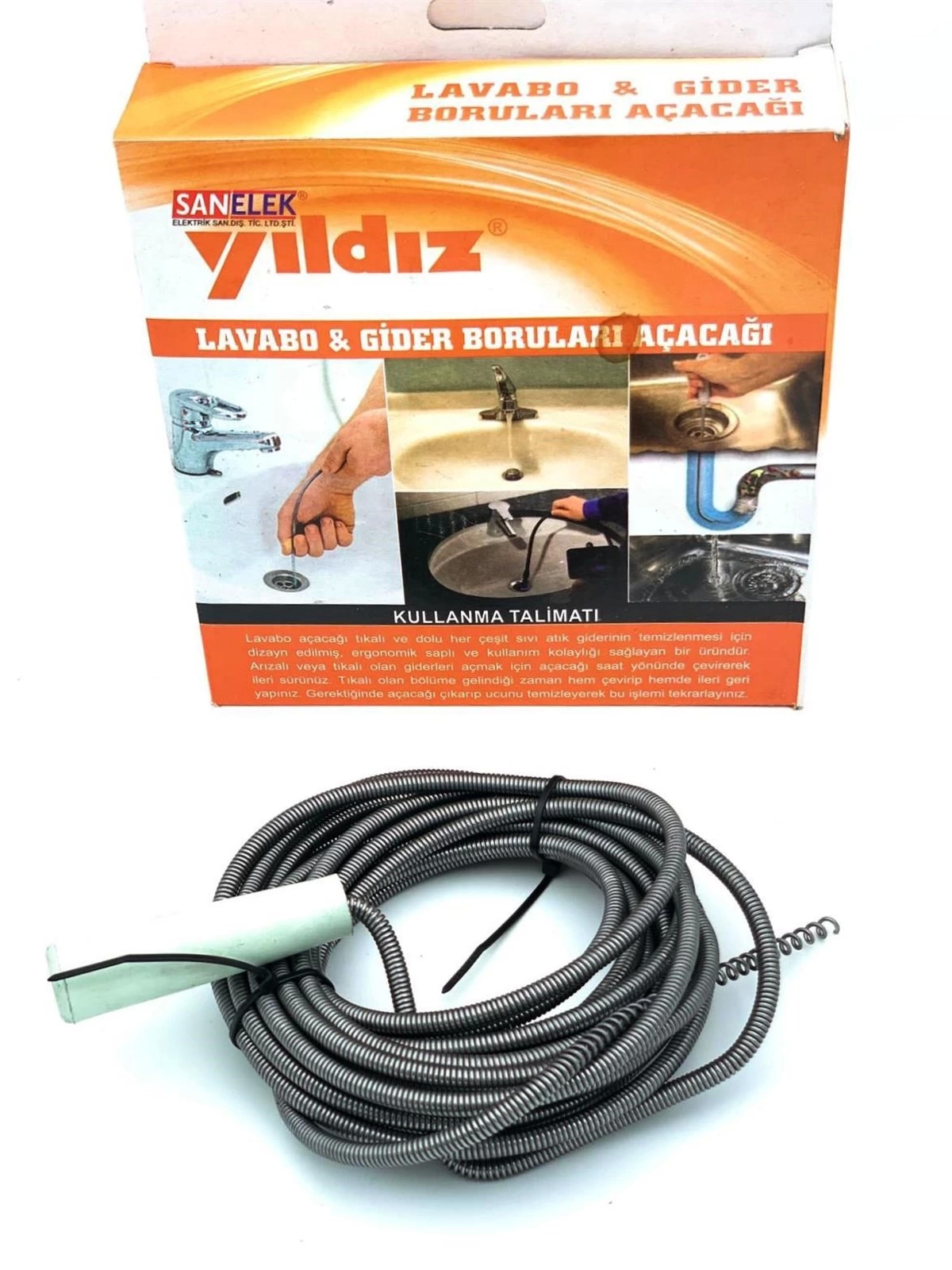 Lavabo Ve Gider Boru Açacağı Lavabo Tıkanıklık Açma Sustası 8 Metre ( Lisinya )