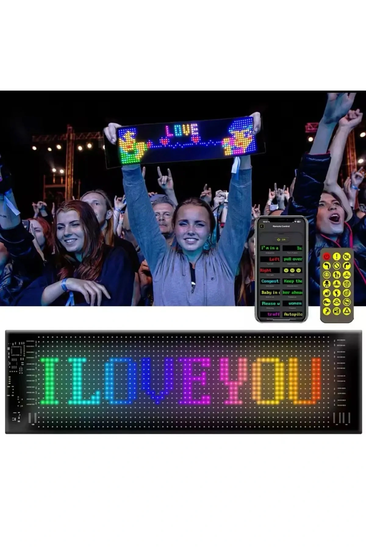 Led Ekran Matrix Panel Cama Yapışan En Büyük Boy 16x96 Led Sayısı Araba Yazısı 12cm-59.5cm ( Lisinya )