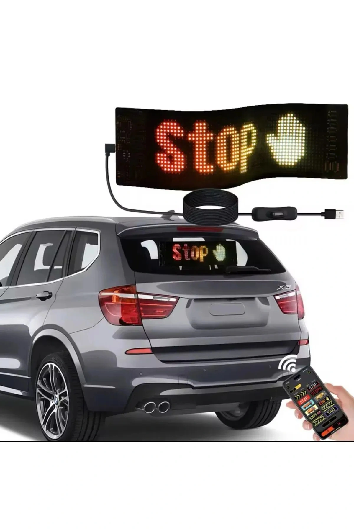 Led Ekran Matrix Panel Cama Yapışan En Büyük Boy 16x96 Led Sayısı Araba Yazısı 12cm-59.5cm ( Lisinya )