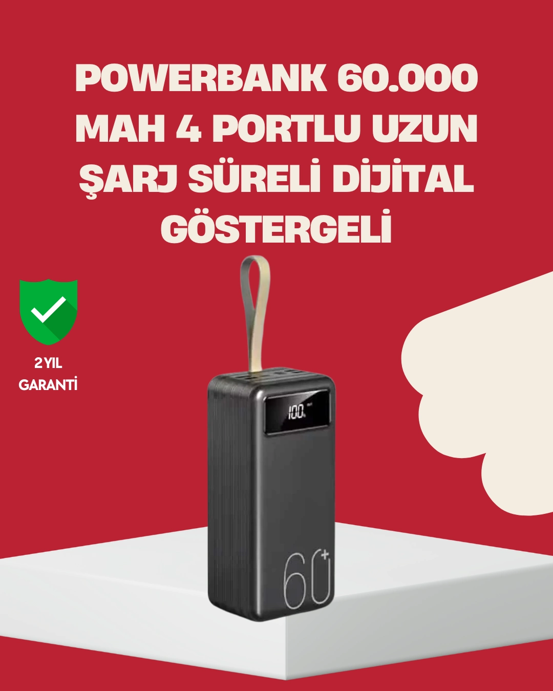 Led Ekranlı Çok Fonksiyonlu Taşınabilir Şarj Ünitesi Powerbank ( Lisinya )
