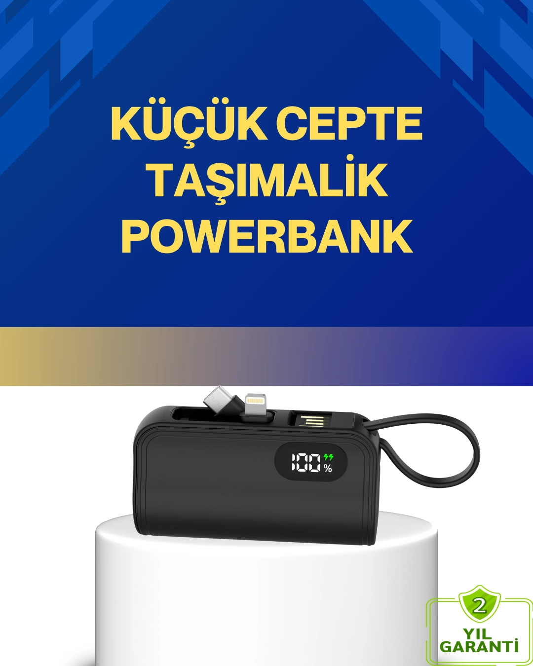 Led Göstergeli 2000mah Cep Tipi Hızlı Şarj Powerbank ( Lisinya )
