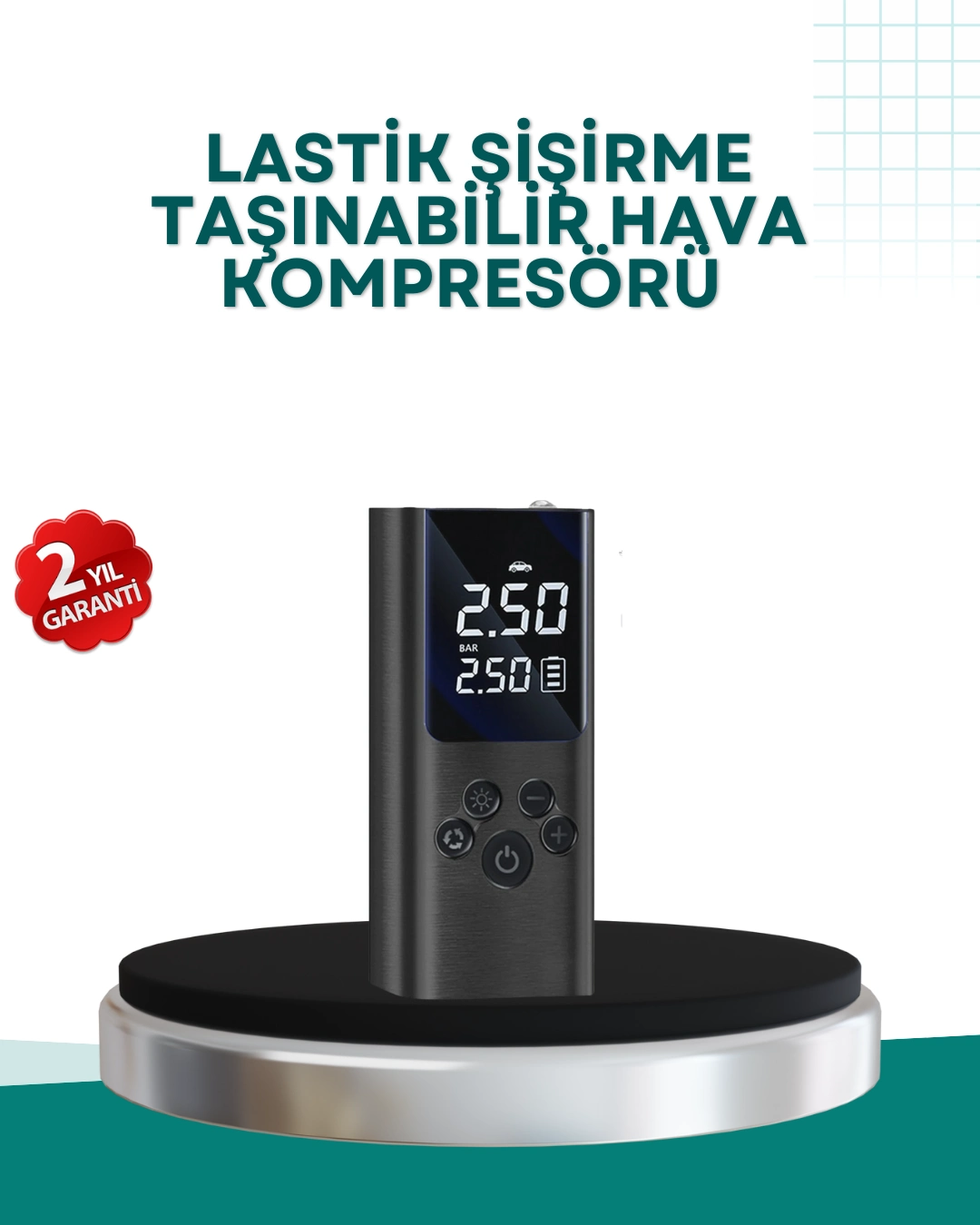 Led Işıklı Dijital Hava Pompası Araba Bisiklet Uyumlu ( Lisinya )