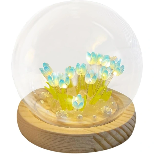 Led Işıklı Kendin Yap Lale Cam Küre ( Lisinya )