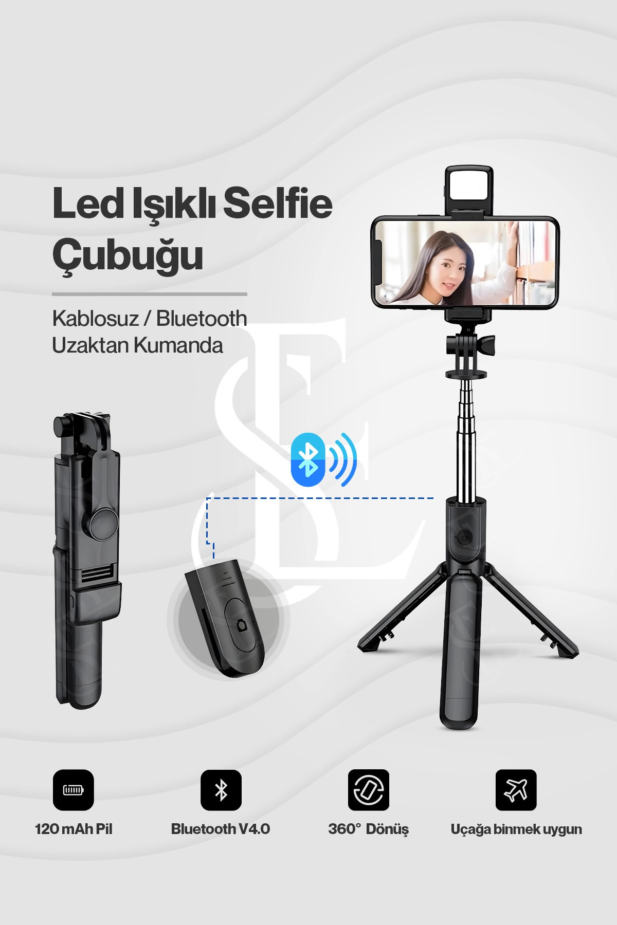 Led Işıklı Selfie Çubuğu Bluetooth Kumandalı Kablosuz Tripot Selfie Monopod Selfie Stick ( Lisinya ) Led Işıklı Selfie Çubuğu Bluetooth Kumandalı Kablosuz Tripot Selfie Monopod Selfie Stick ( Lisinya )