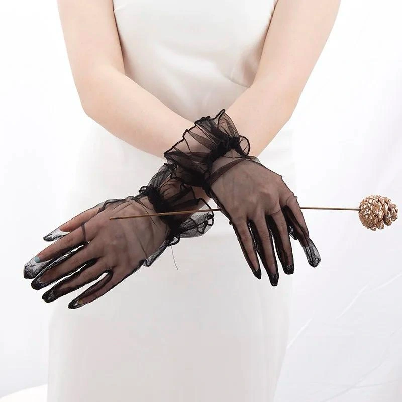 Likralı Güpürlü Yetişkin Tül Eldiven Siyah ( Lisinya ) Likralı Güpürlü Yetişkin Tül Eldiven Siyah ( Lisinya )