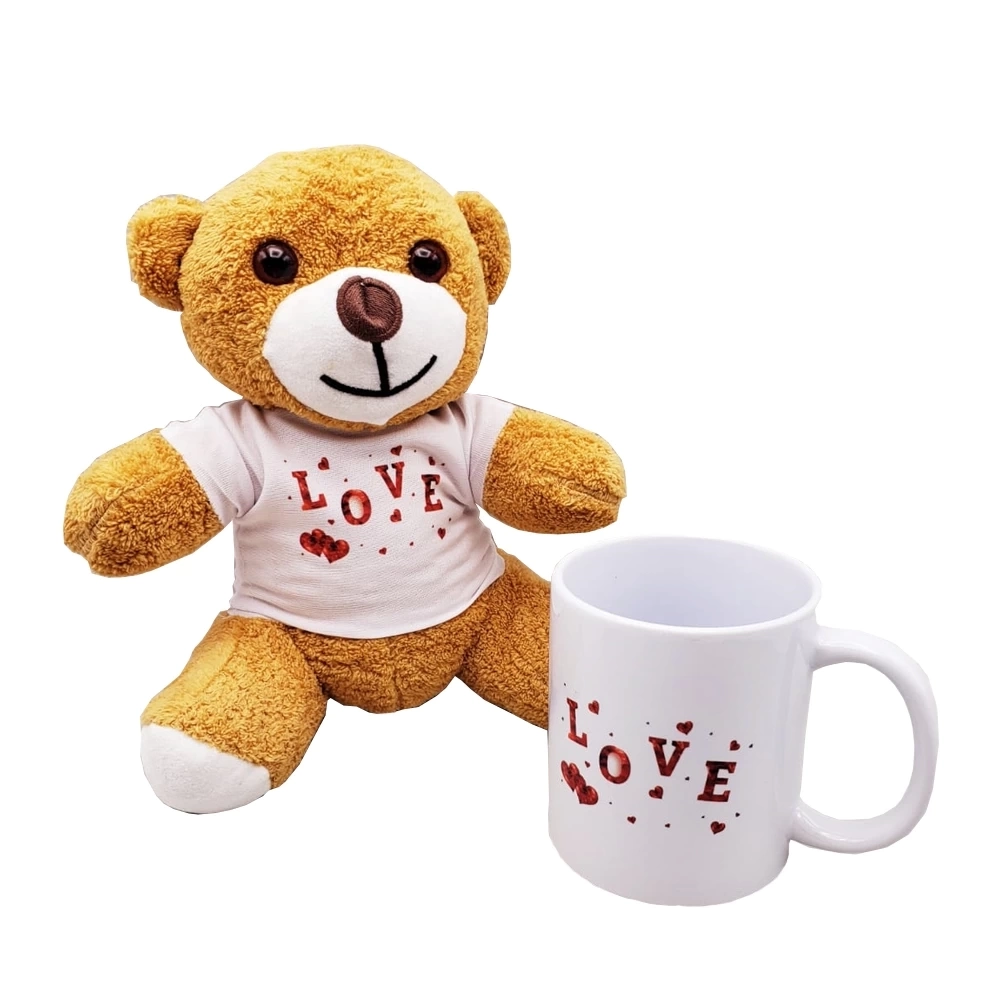 Love Baskılı Kahverengi Ayıcık Ve Kupa Seti ( Lisinya ) Love Baskılı Kahverengi Ayıcık Ve Kupa Seti ( Lisinya )