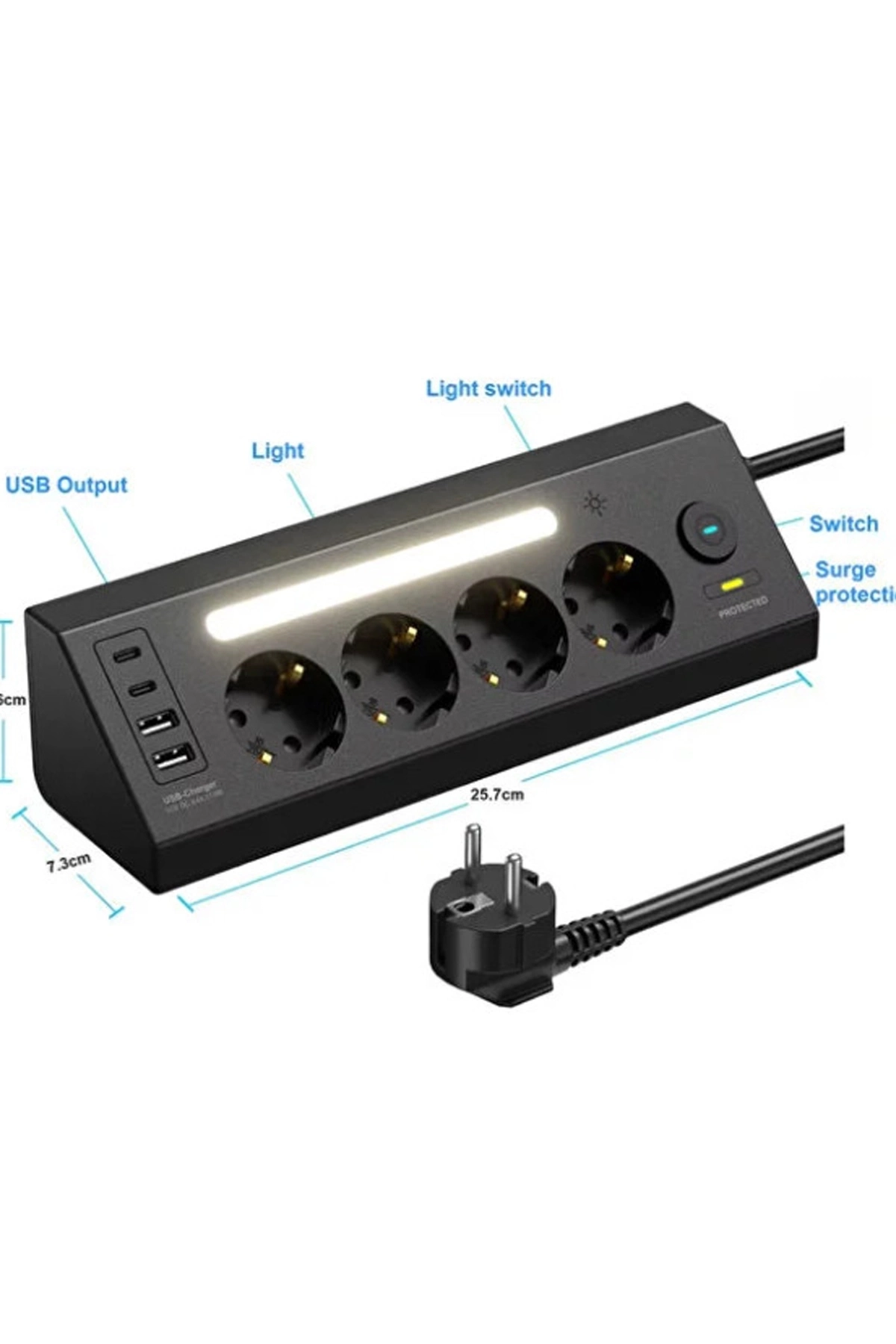Lp764 Çoklu Gece Lambalı Priz Yüksek Gerilim Korumalı 4’lü Priz 2xusb 2xtype-c Çıkışlı Grup Priz Çoğaltıcı ( Lisinya ) Lp764 Çoklu Gece Lambalı Priz Yüksek Gerilim Korumalı 4’lü Priz 2xusb 2xtype-c Çıkışlı Grup Priz Çoğaltıcı ( Lisinya )