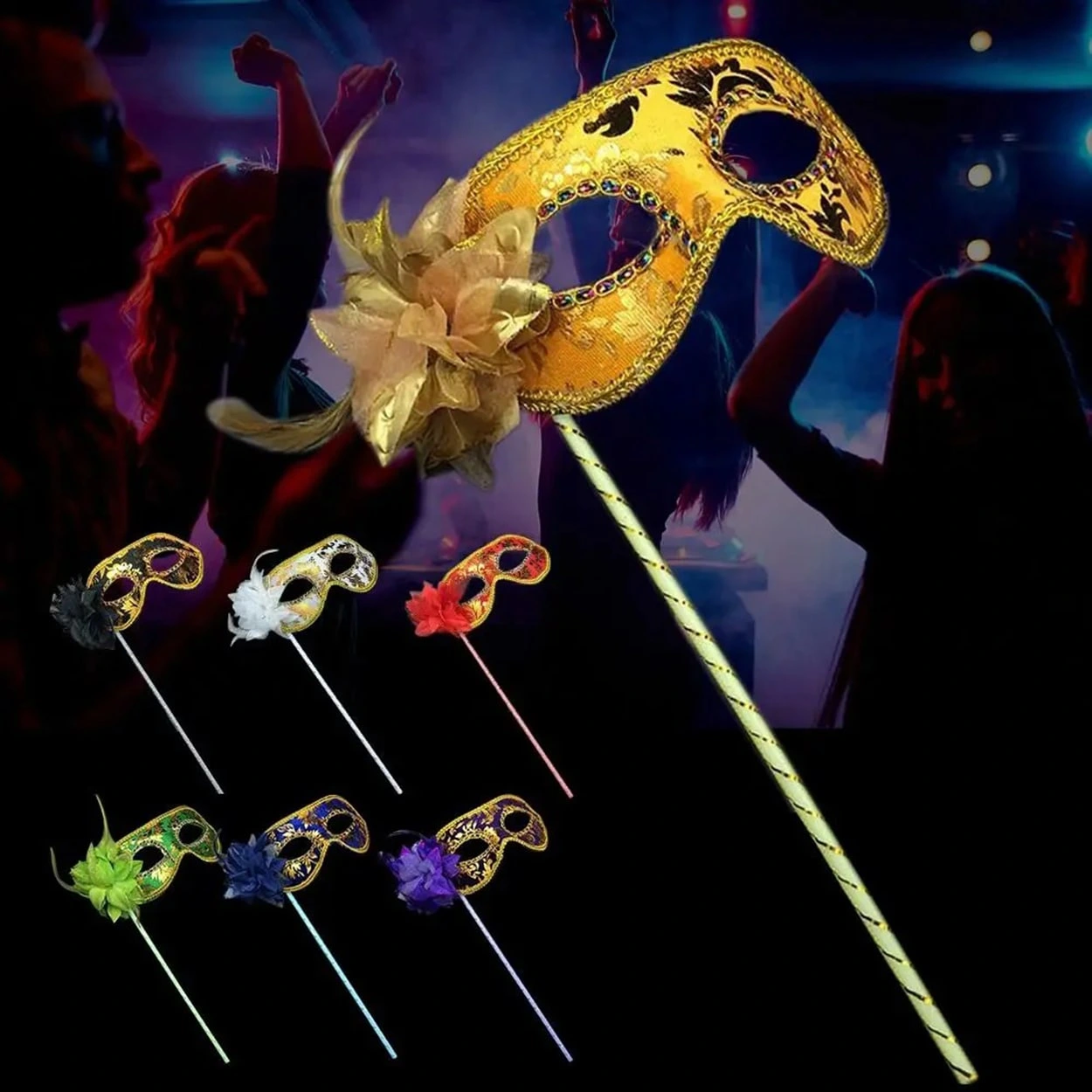 Lüks Taşlı Saplı Balo Maskesi Siyah Renk ( Lisinya ) Lüks Taşlı Saplı Balo Maskesi Siyah Renk ( Lisinya )