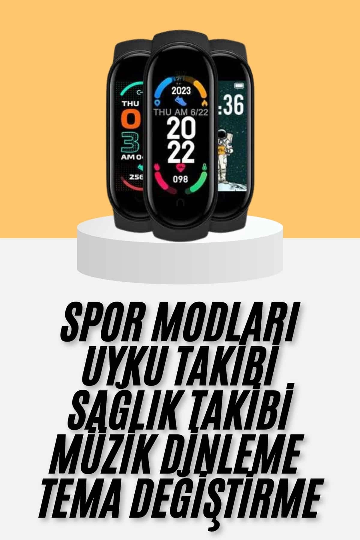 M6 Akıllı Bileklik Siyah Adımsayar Spor Takibi Android Ve İos Uyumlu ( Lisinya )