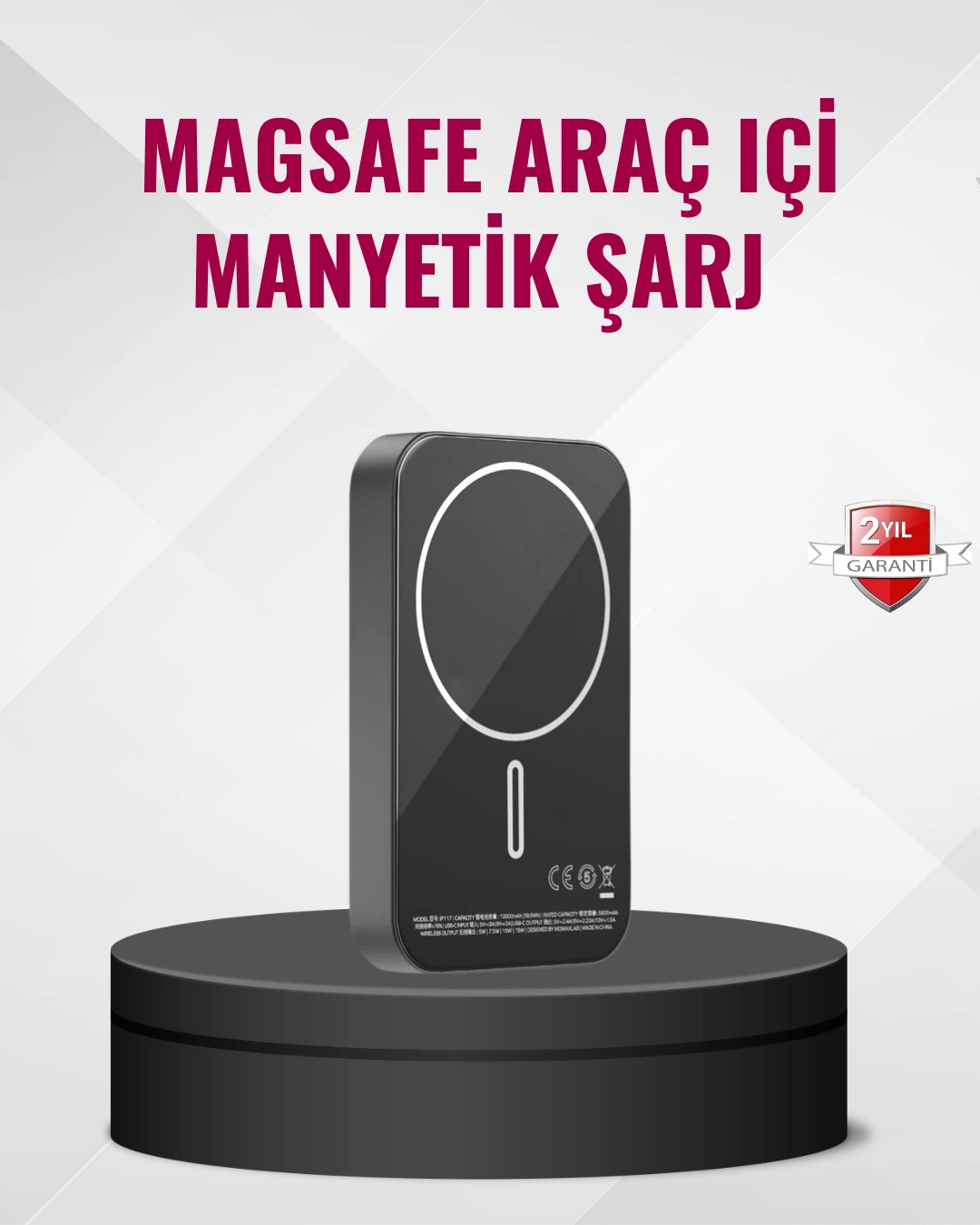 Magsafe Araç Telefon Tutucu 15w Hızlı Şarj Type-c Girişli ( Lisinya )