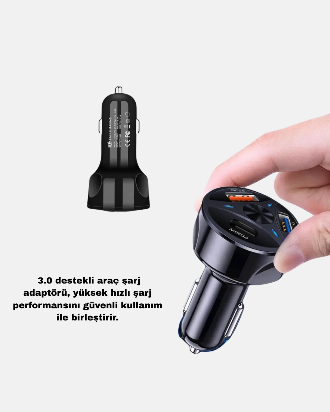 Manyetik Araç Telefon Tutucu Ve Hızlı Şarj Adaptörü 2’li Set ( Lisinya )