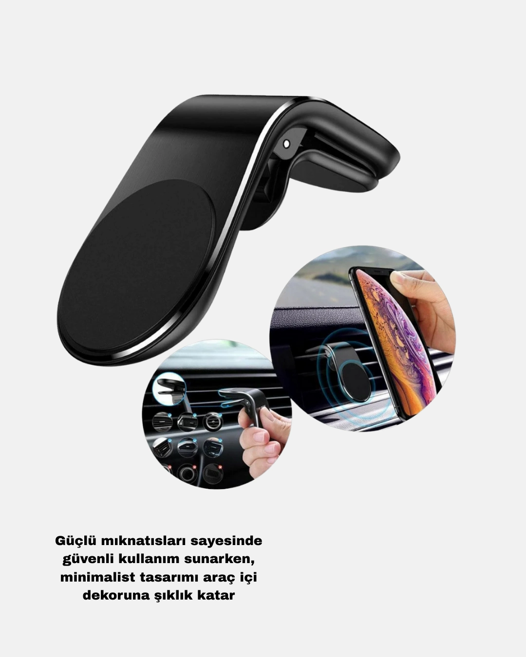 Manyetik Araç Telefon Tutucu Ve Hızlı Şarj Adaptörü 2’li Set ( Lisinya )