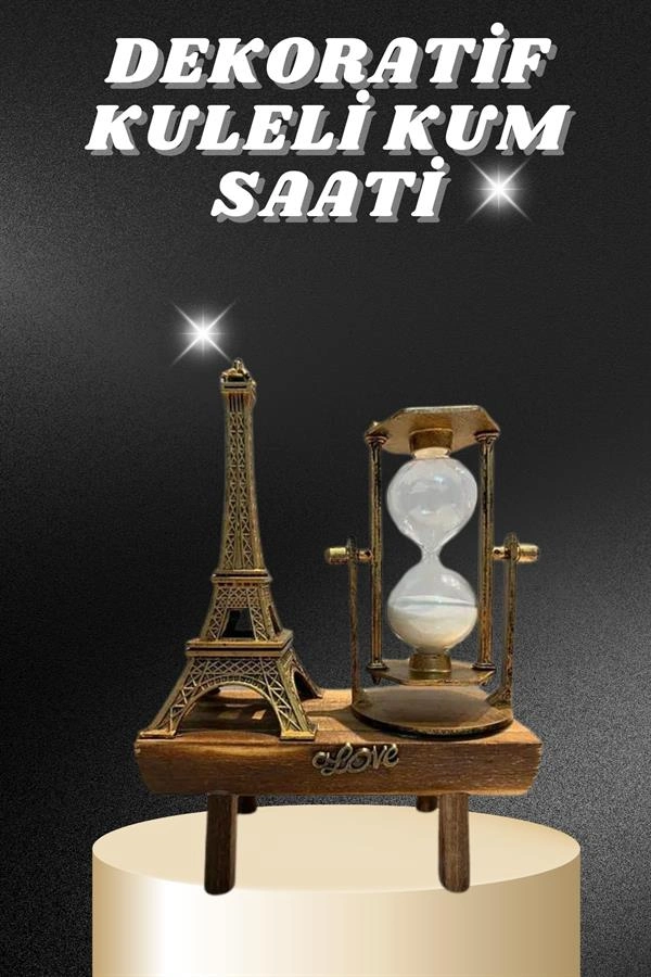 Masa Biblosu Dekoratif Süs Kum Saati Eyfel Kulesi Hediyelik Kum Saati ( Lisinya )