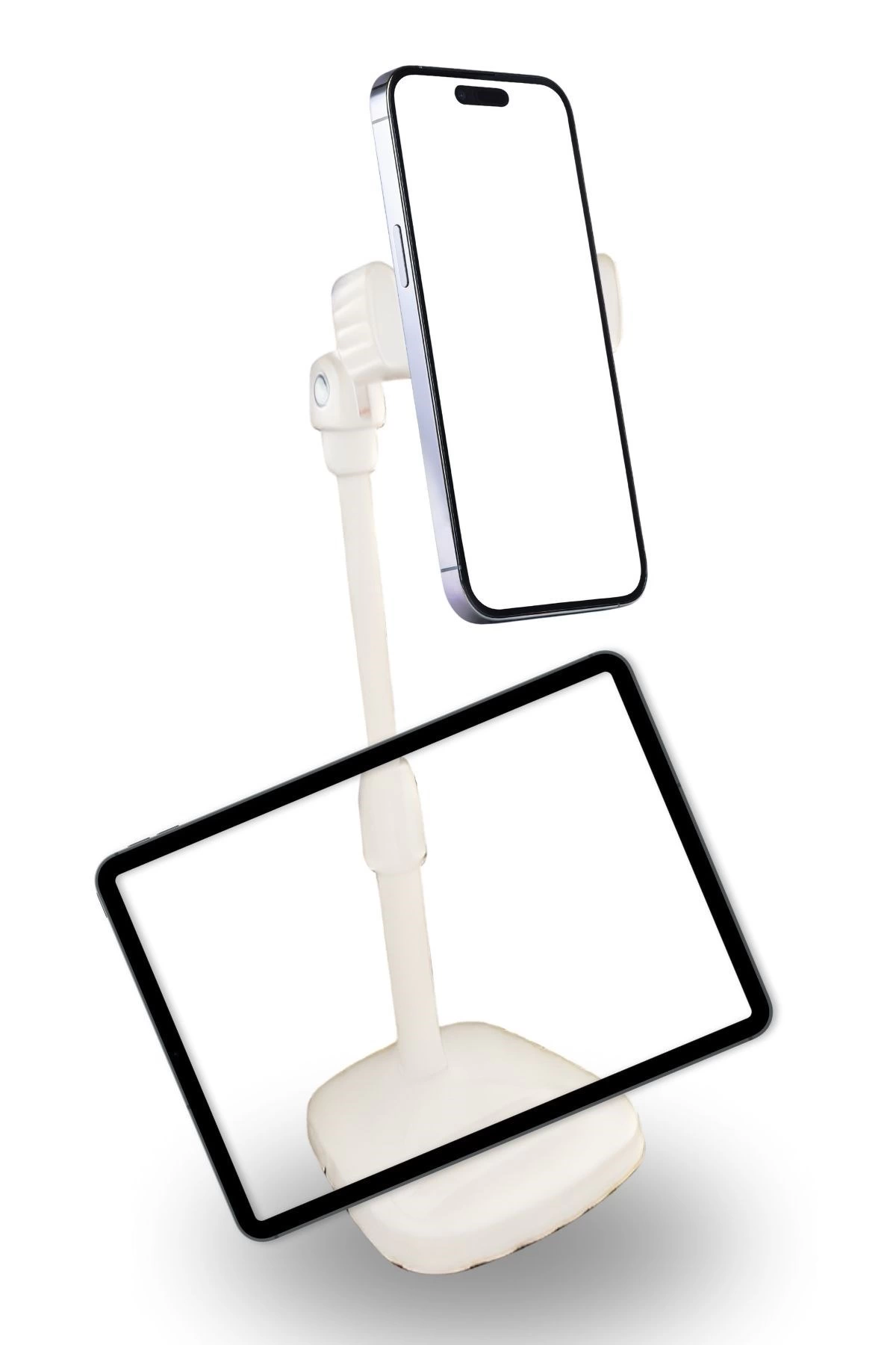 Masa Üstü Tablet Ve Telefon Tutucu Plastik Aparat Beyaz Telefon Standı ( Lisinya )
