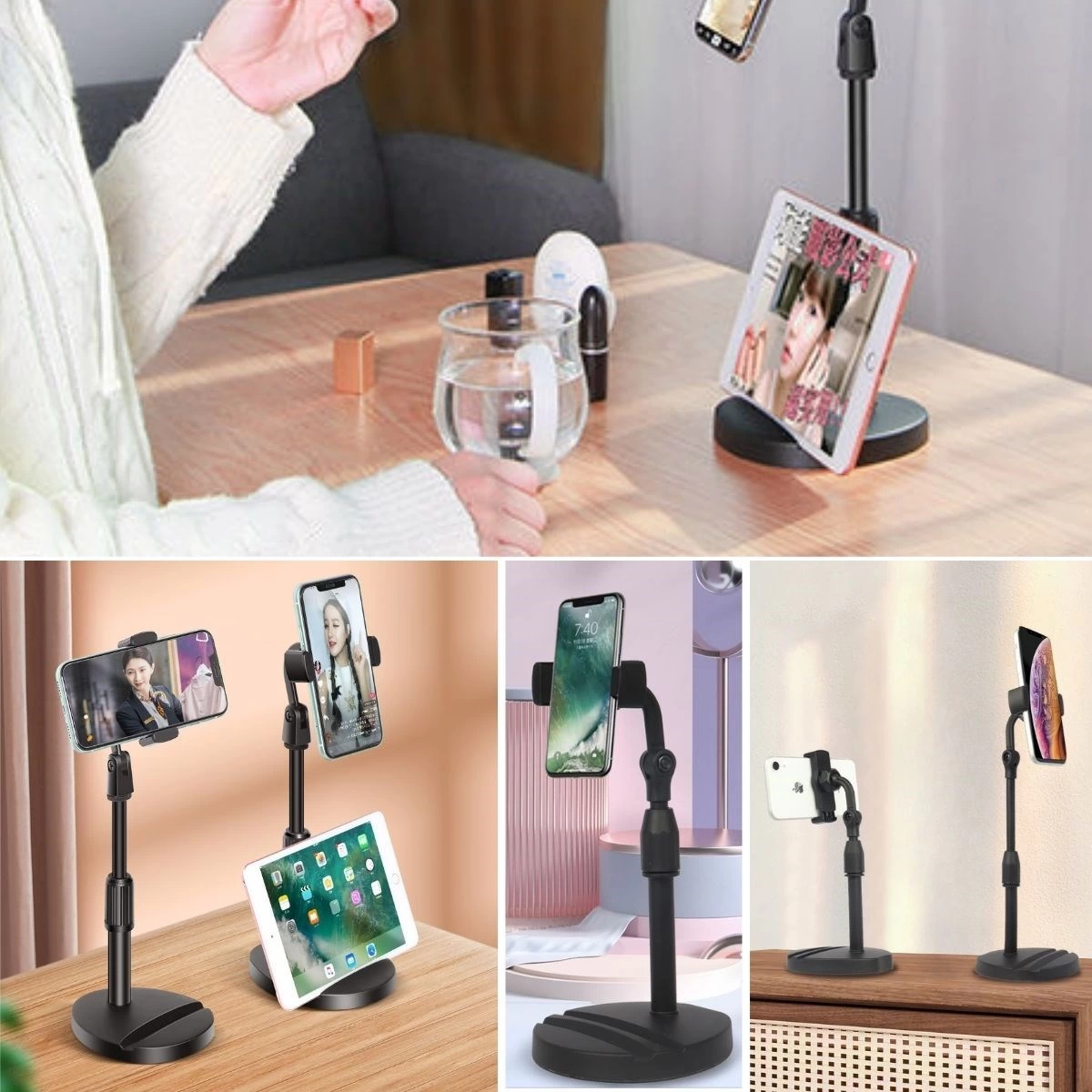 Masa Üstü Tablet Ve Telefon Tutucu Plastik Aparat Siyah Telefon Standı ( Lisinya ) Masa Üstü Tablet Ve Telefon Tutucu Plastik Aparat Siyah Telefon Standı ( Lisinya )