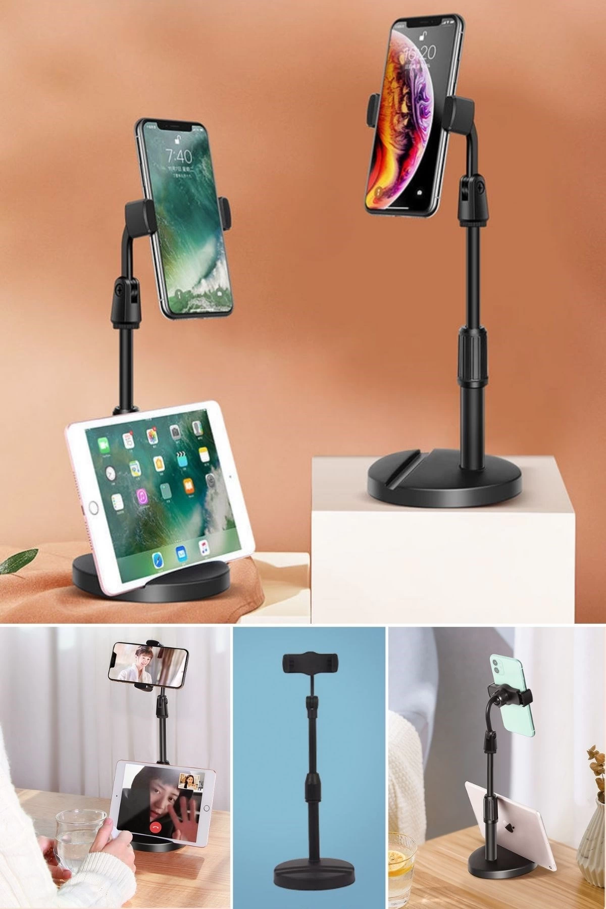 Masa Üstü Tablet Ve Telefon Tutucu Plastik Aparat Siyah Telefon Standı ( Lisinya ) Masa Üstü Tablet Ve Telefon Tutucu Plastik Aparat Siyah Telefon Standı ( Lisinya )