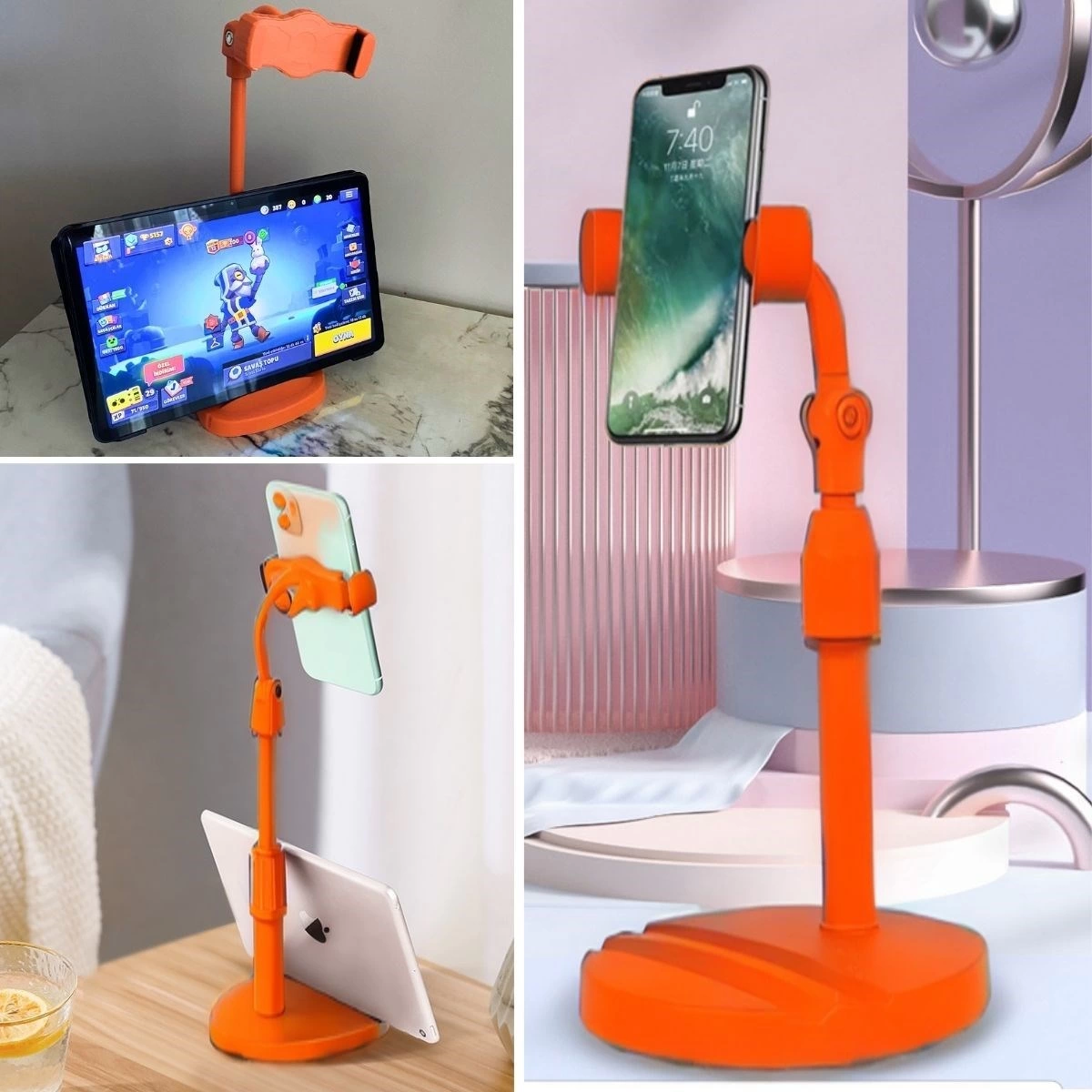 Masa Üstü Tablet Ve Telefon Tutucu Plastik Aparat Turuncu Telefon Standı ( Lisinya )