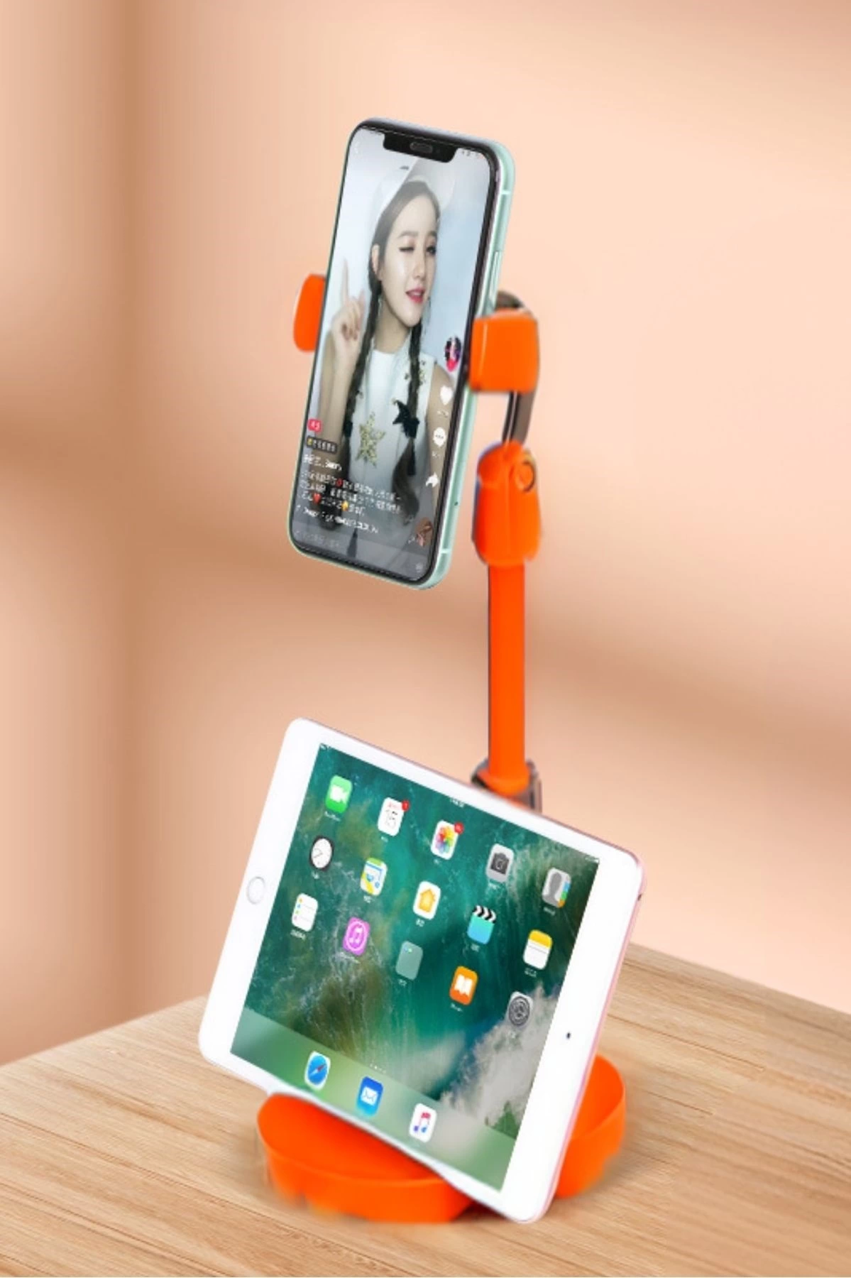 Masa Üstü Tablet Ve Telefon Tutucu Plastik Aparat Turuncu Telefon Standı ( Lisinya )