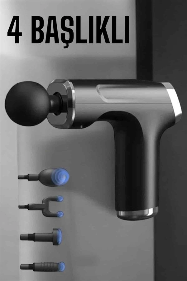 Masaj Tabancası 4 Başlıklı Kas Ve Vücut Ağrıları İçin Şarjlı Darbeli ( Lisinya )