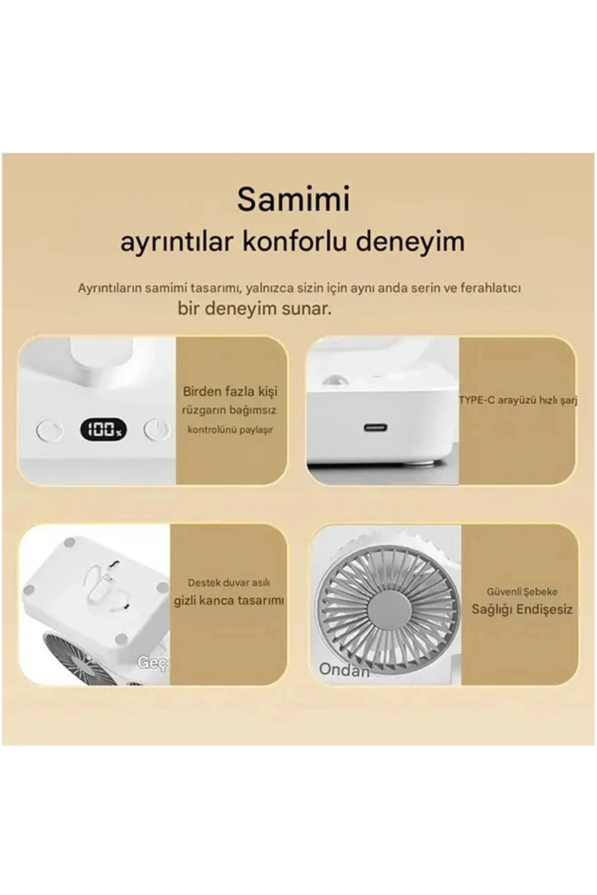 Masaüstü Dijital Ekranlı Çift Fanlı Led Işıklı Soğutucu Fan Ev Ofis Şarjlı Vantilatör ( Lisinya )