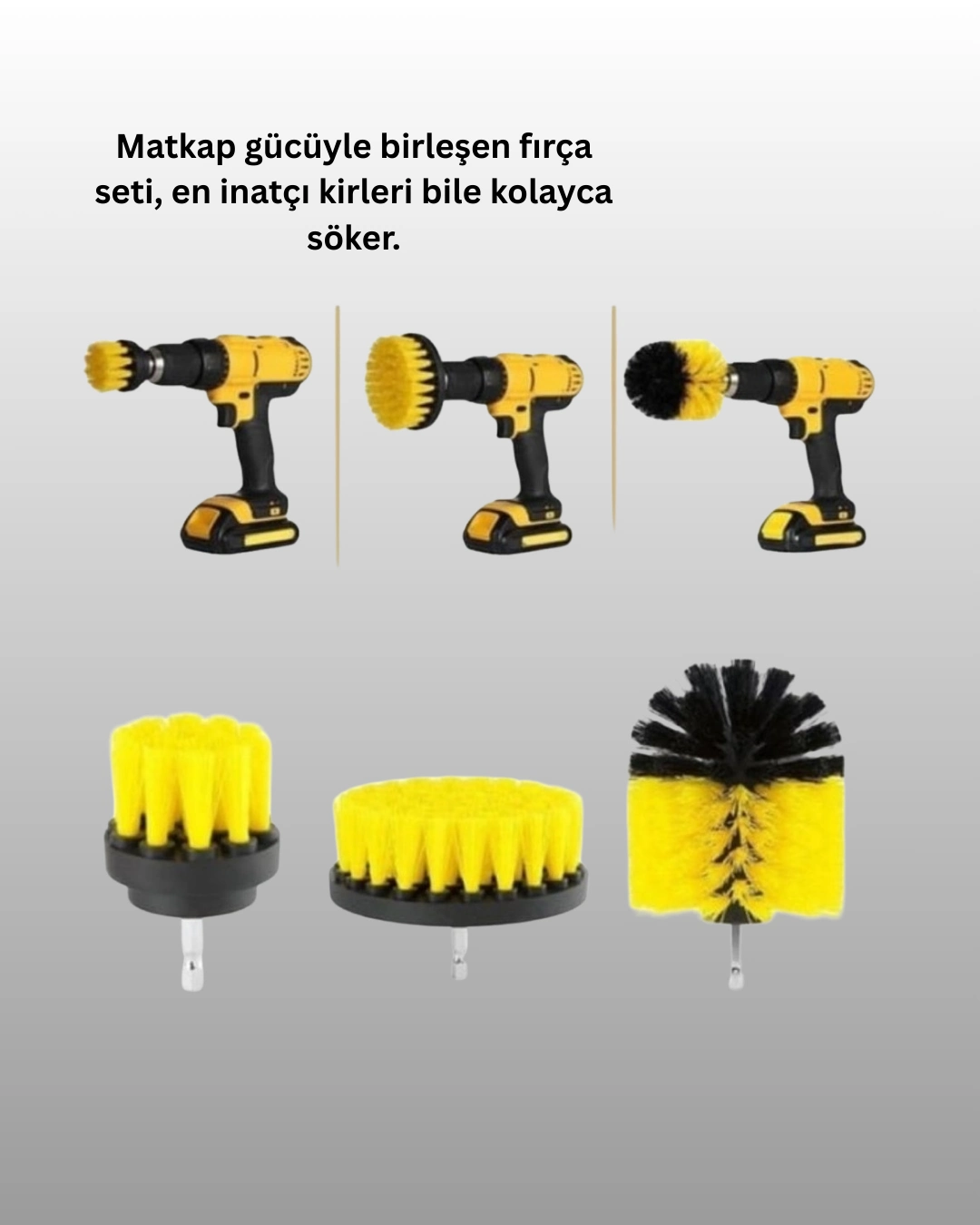 Matkap Ucu Temizlik Fırçası Seti Banyo Fayans Zemin İçin ( Lisinya )